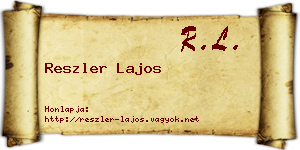 Reszler Lajos névjegykártya